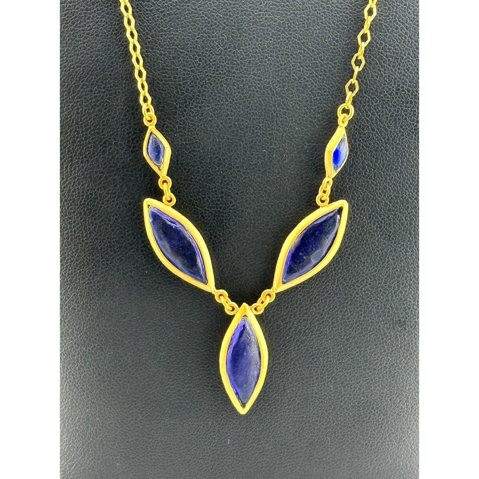 Michael Vincent Michaud 18K Gold Plated Marquis Cobalt Necklace