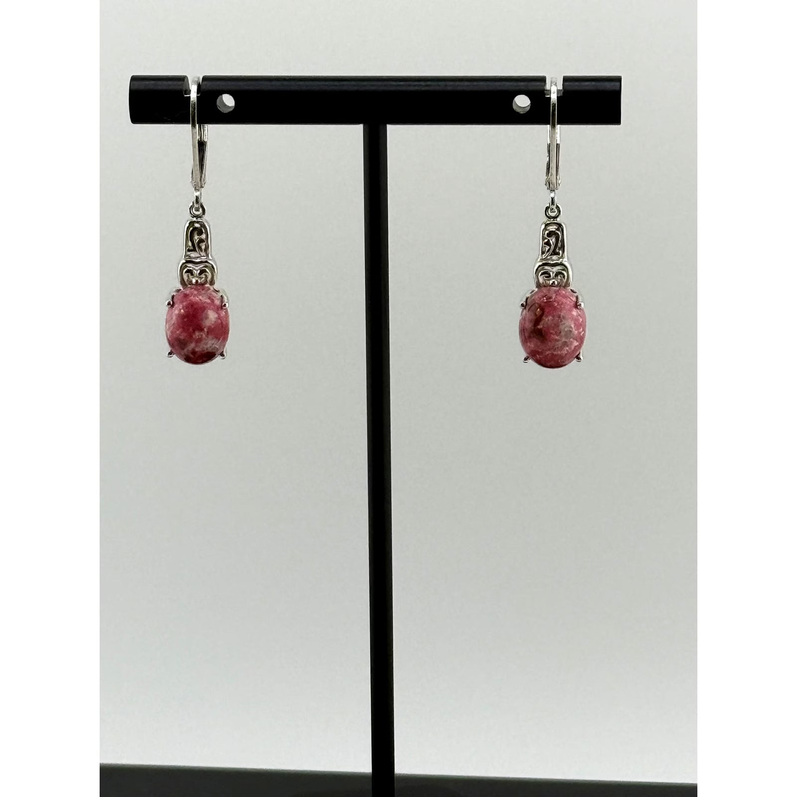 Ruby Zoisite Stone Sterling Silver Earrings
