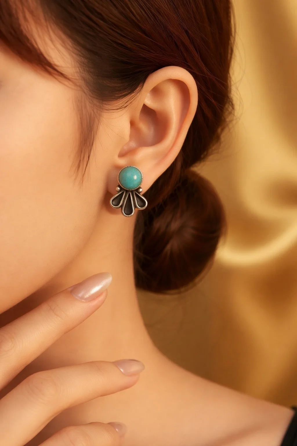 Navajo Sterling Silver Kingman Turquoise Post Earring's By Geraldine James