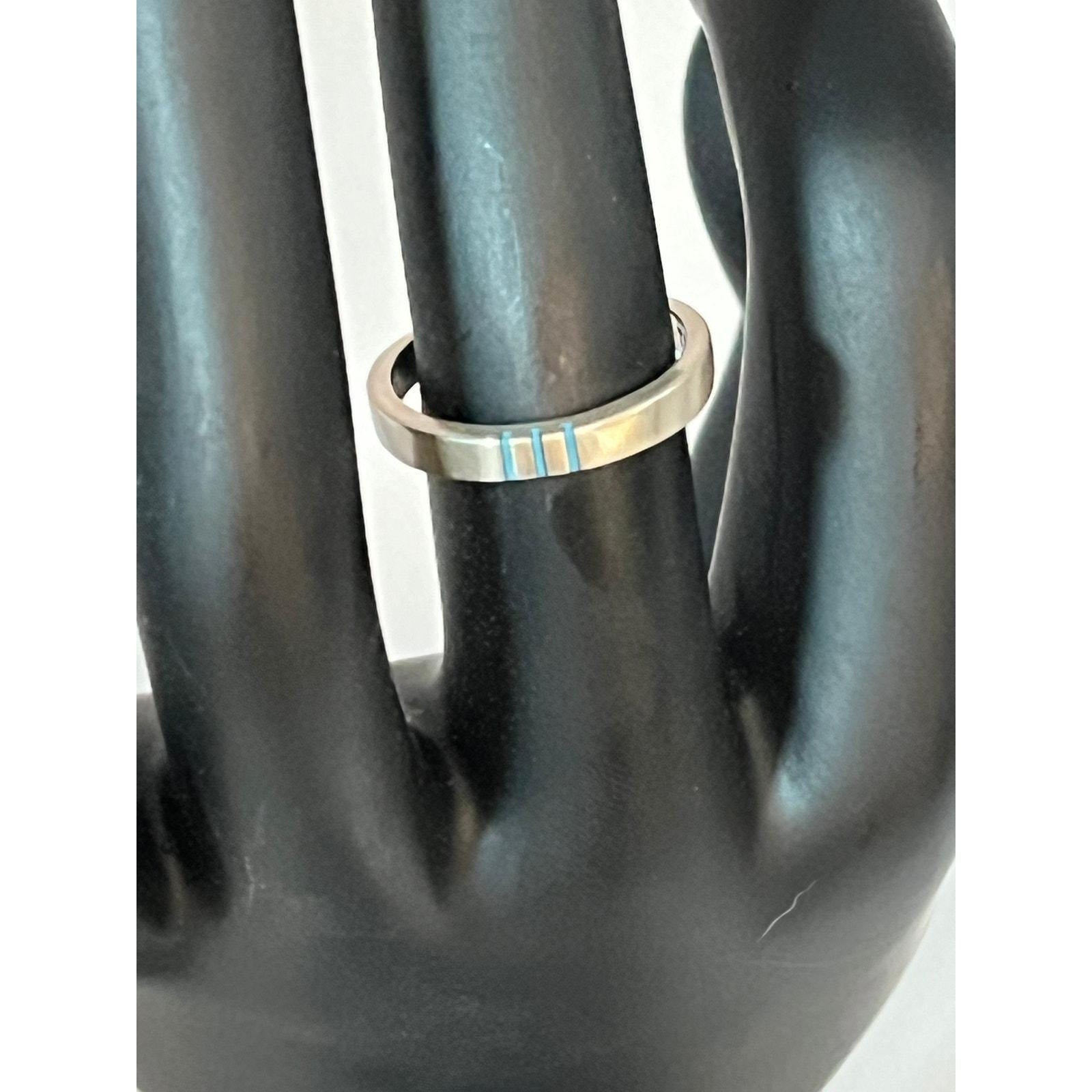 Southwestern Silver Turquoise Infinity Band Ring Size 6