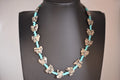 Navajo Mary W Roanhorse Carved Dalmatian Jasper Turquoise Glass Necklace - Small
