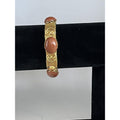 Vintage Gold Tone Mesh Buckle Bracelet with Sparkling Brown Glass Cabochons 7"