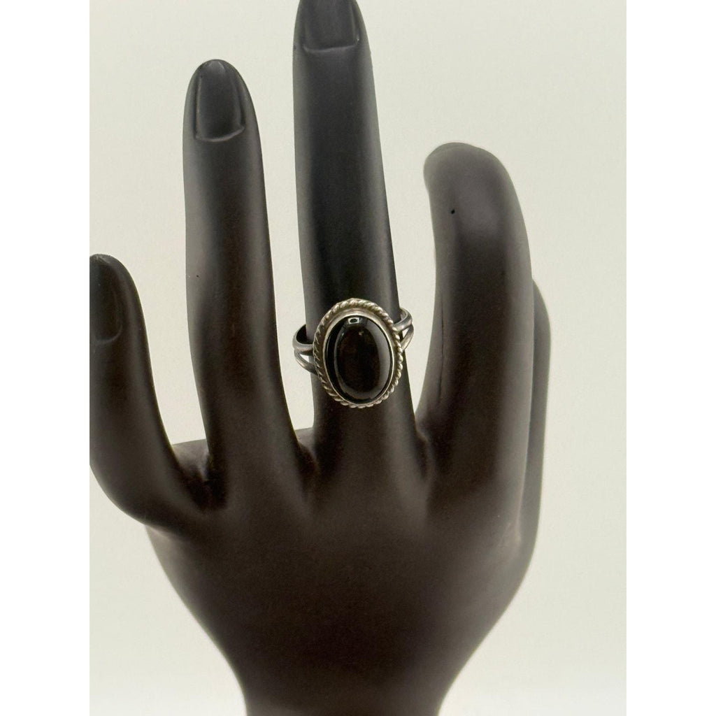 Navajo Handmade Sterling Silver Black Onyx Band Ring Byron Begay Size 6.75