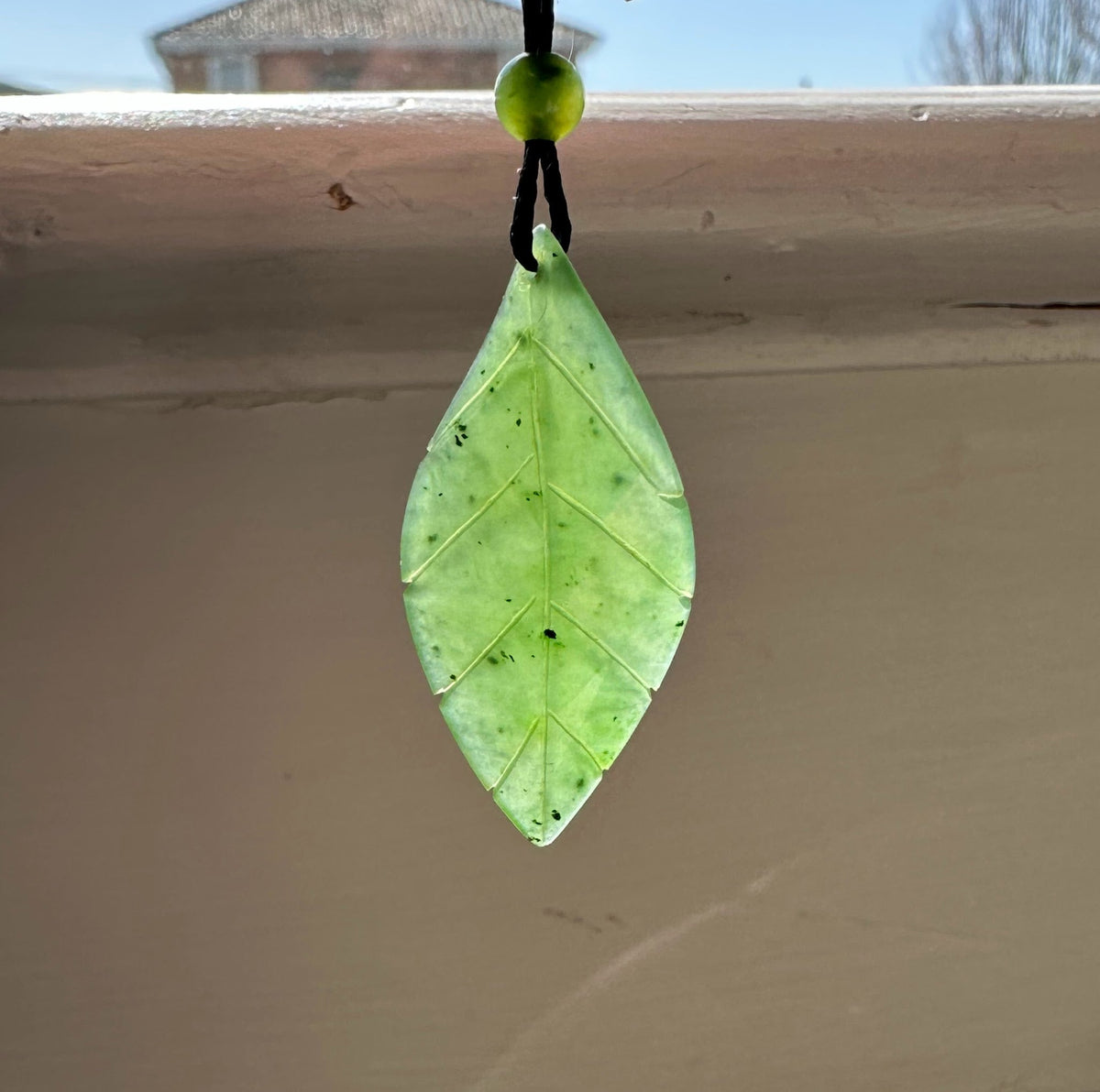 Canadian Jade Leaf Pendant 38mm - 2219 - Sarasotabydesign