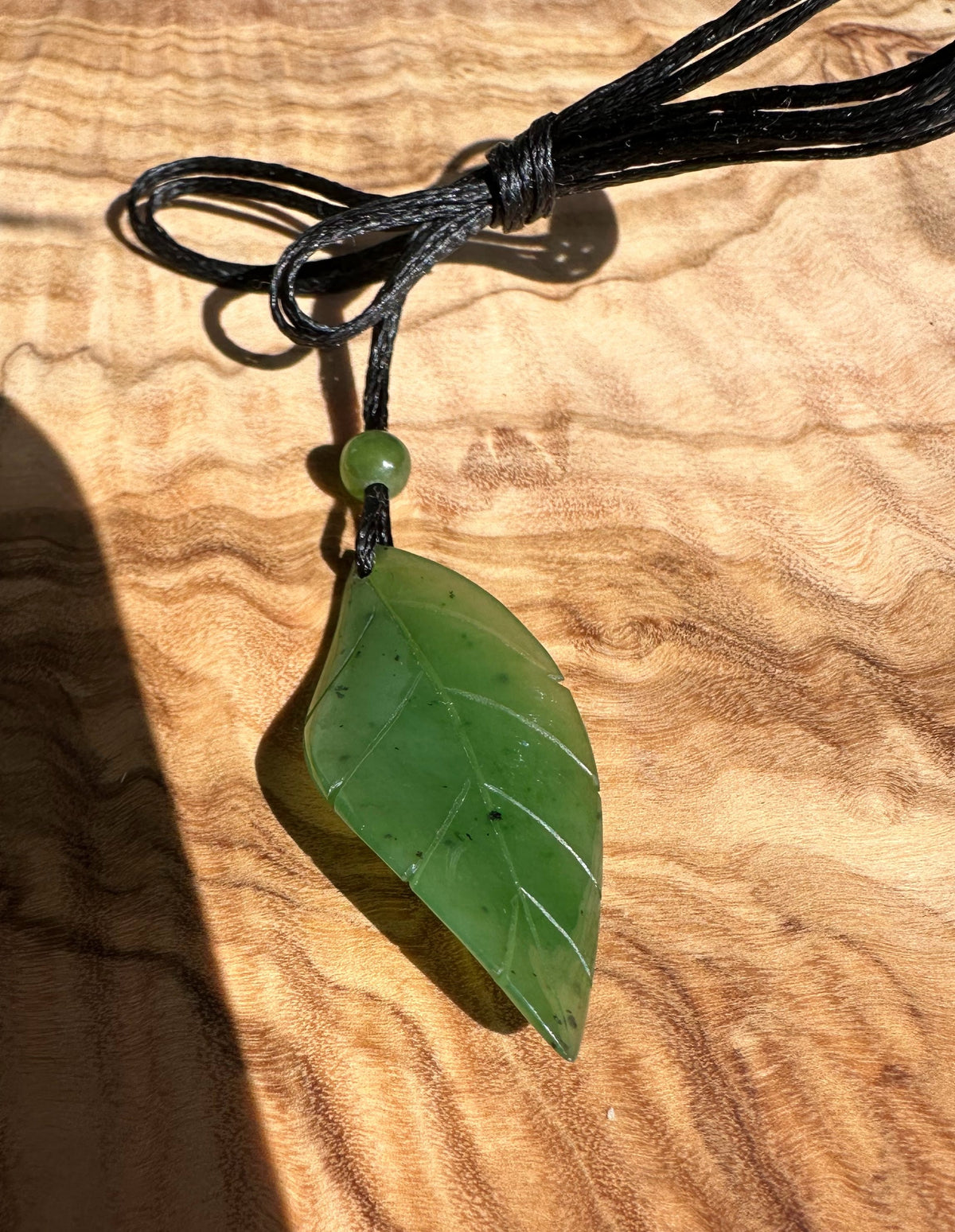 Canadian Jade Leaf Pendant 38mm - 2219 - Sarasotabydesign