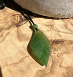Canadian Jade Leaf Pendant 38mm - 2219 - Sarasotabydesign