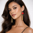 Gold & Honey Tassel Bead Drop Earrings