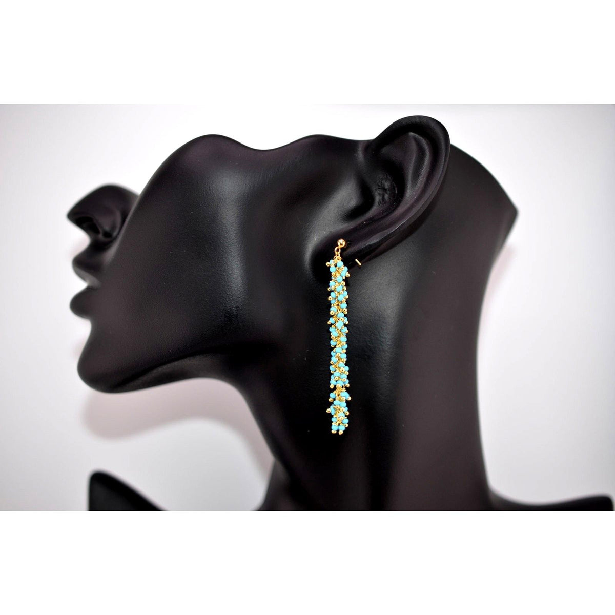 Catherine Weitzman Gold Filled Turquoise Fringe Dangle Earrings - Sarasotabydesign