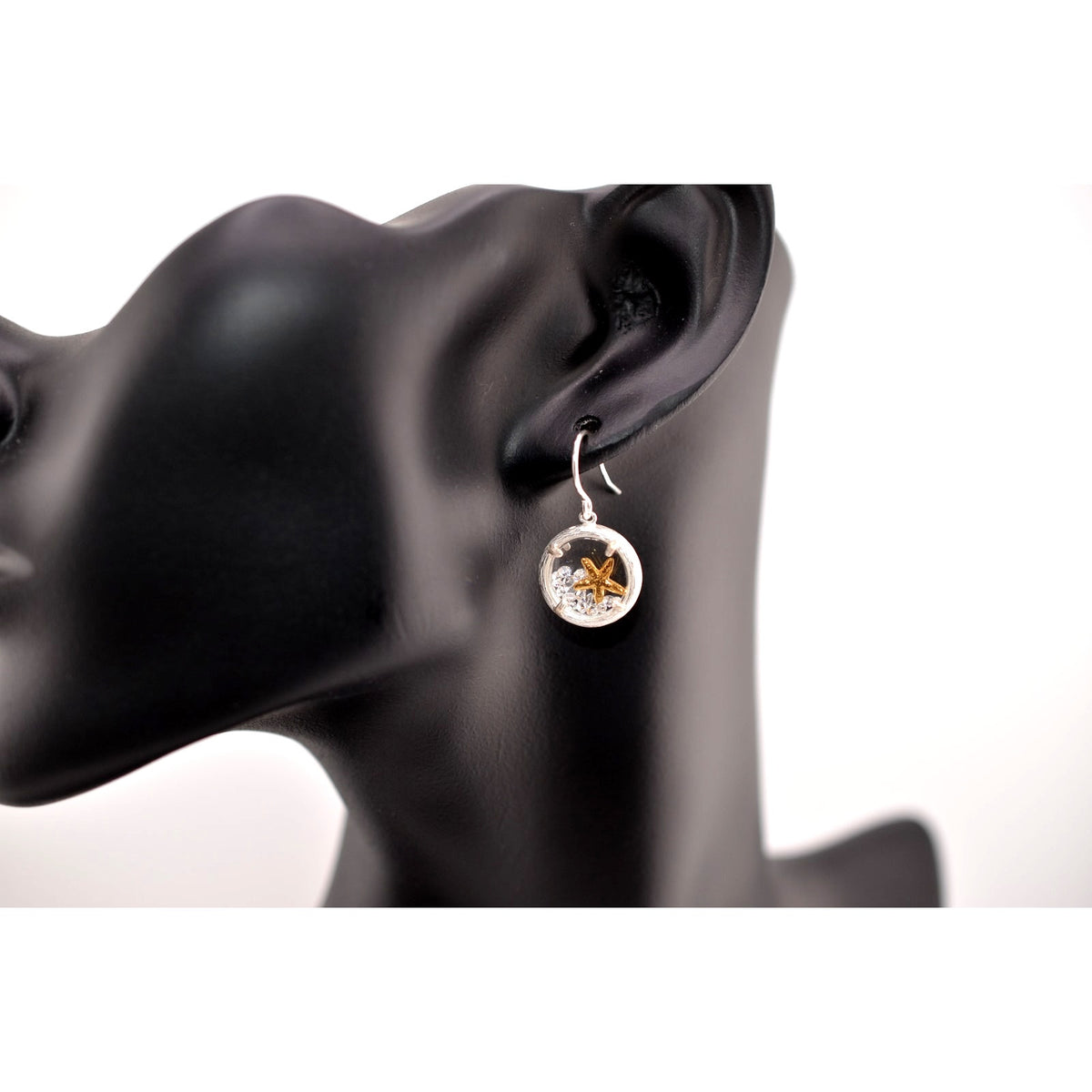 Catherine Weitzman Sterling Silver White Crystal Starfish Earrings