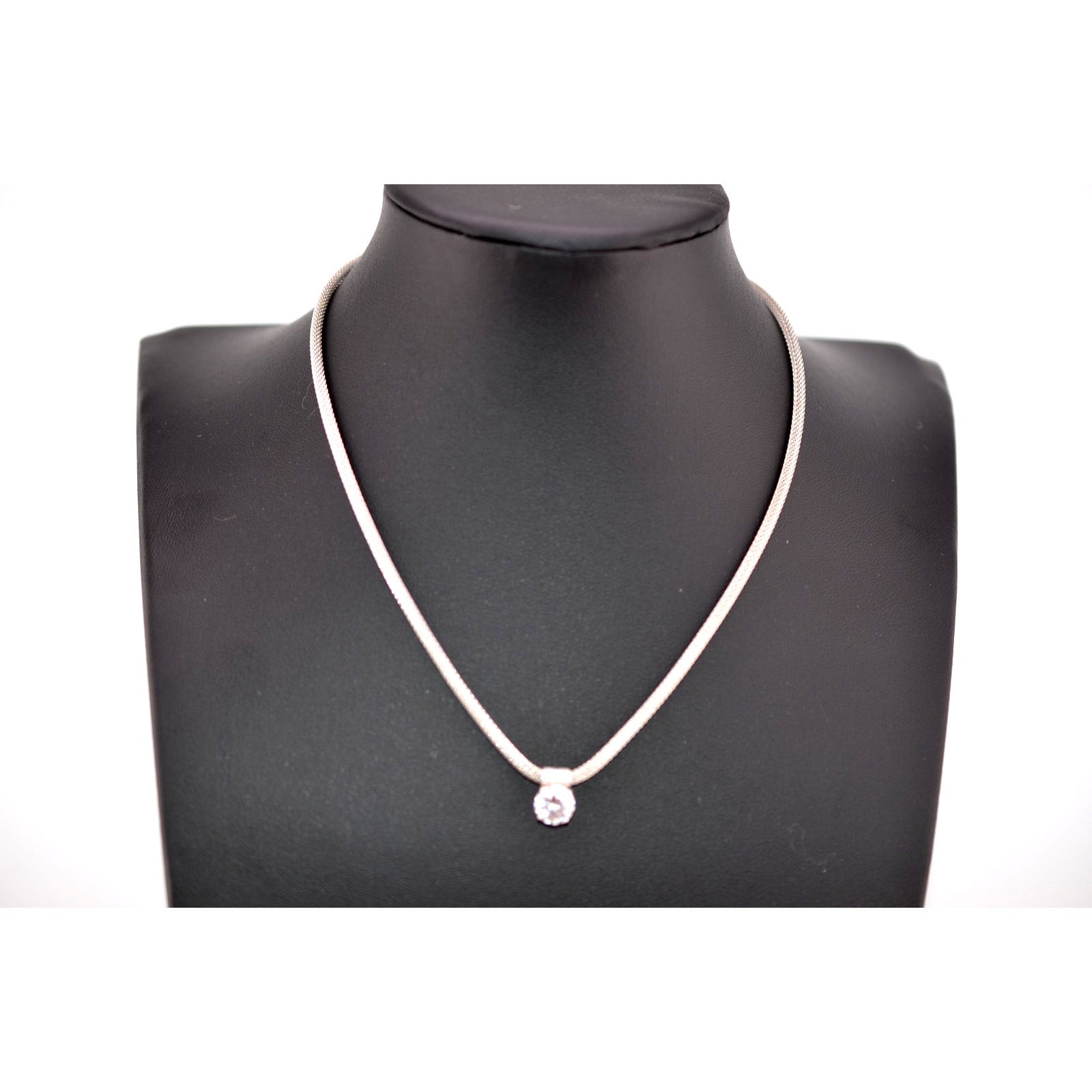 Vintage 925 Sterling CZ Solitaire Pendant Necklace