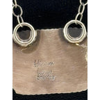 Navajo Hiram Largo Handmade Sterling Silver White Buffalo Bar Necklace