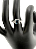 Elegant Square Blue Topaz Ring with Diamond Accents Size 7.25