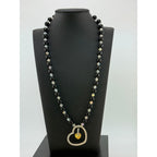 Vintage 925 Sterling Silver Glass and Agate Heart Necklace