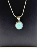Larimar Oval Cabochon 925 Sterling Silver Pendant Necklace