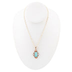 Barse Jewelry Champs Blue Turquoise and Orange Coral Golden Pendant Necklace