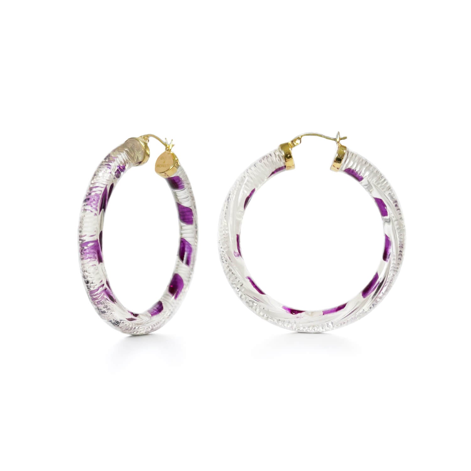 Gold & Honey Stripe Painted INSTYLE Lucite Hoop Earrings