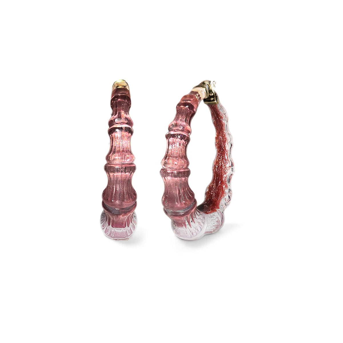 Gold & Honey Bamboo Illusion Lucite Hoop Earrings