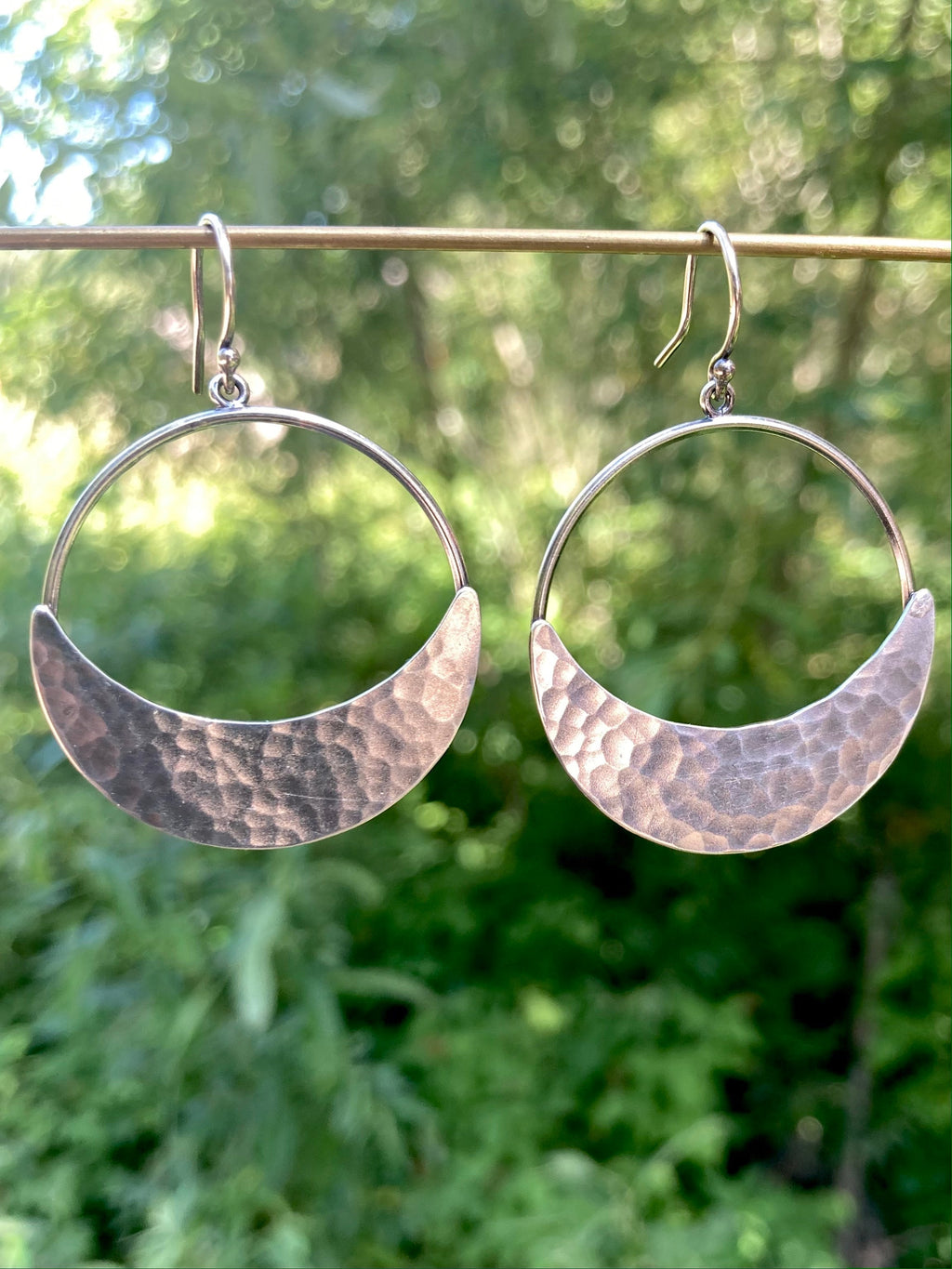 Alison Morse Crescent Moon Hoop Earrings in Sterling Silver | Moon Phase Earrings