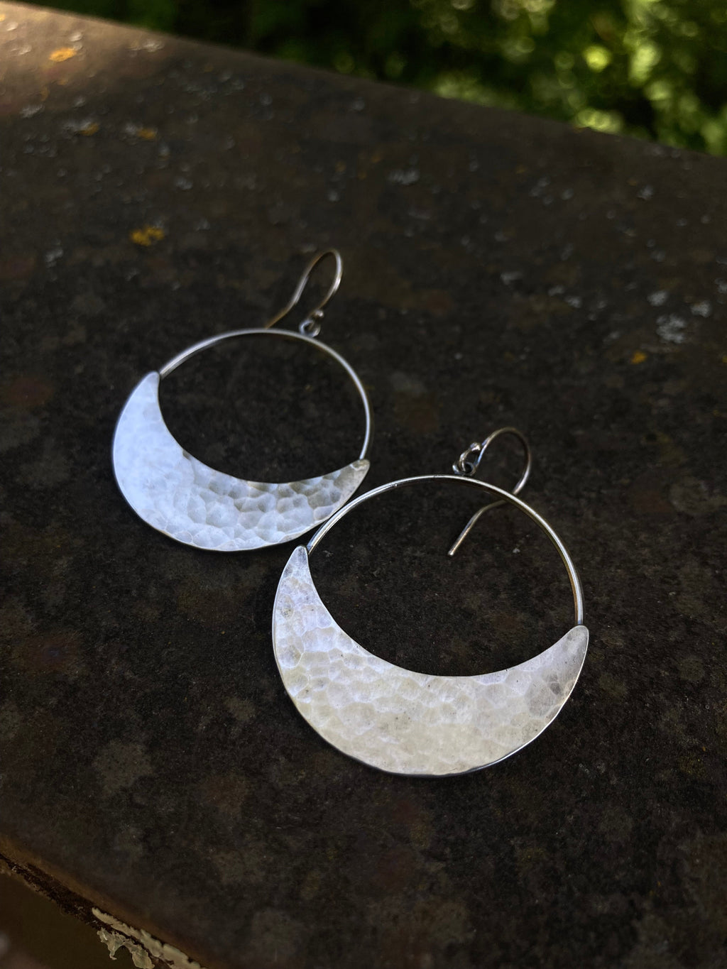 Alison Morse Crescent Moon Hoop Earrings in Sterling Silver | Moon Phase Earrings