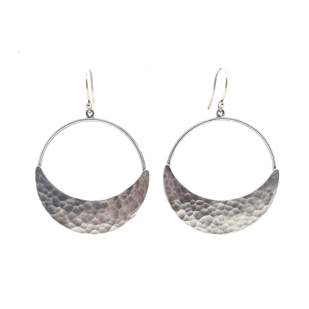 Alison Morse Crescent Moon Hoop Earrings in Sterling Silver | Moon Phase Earrings