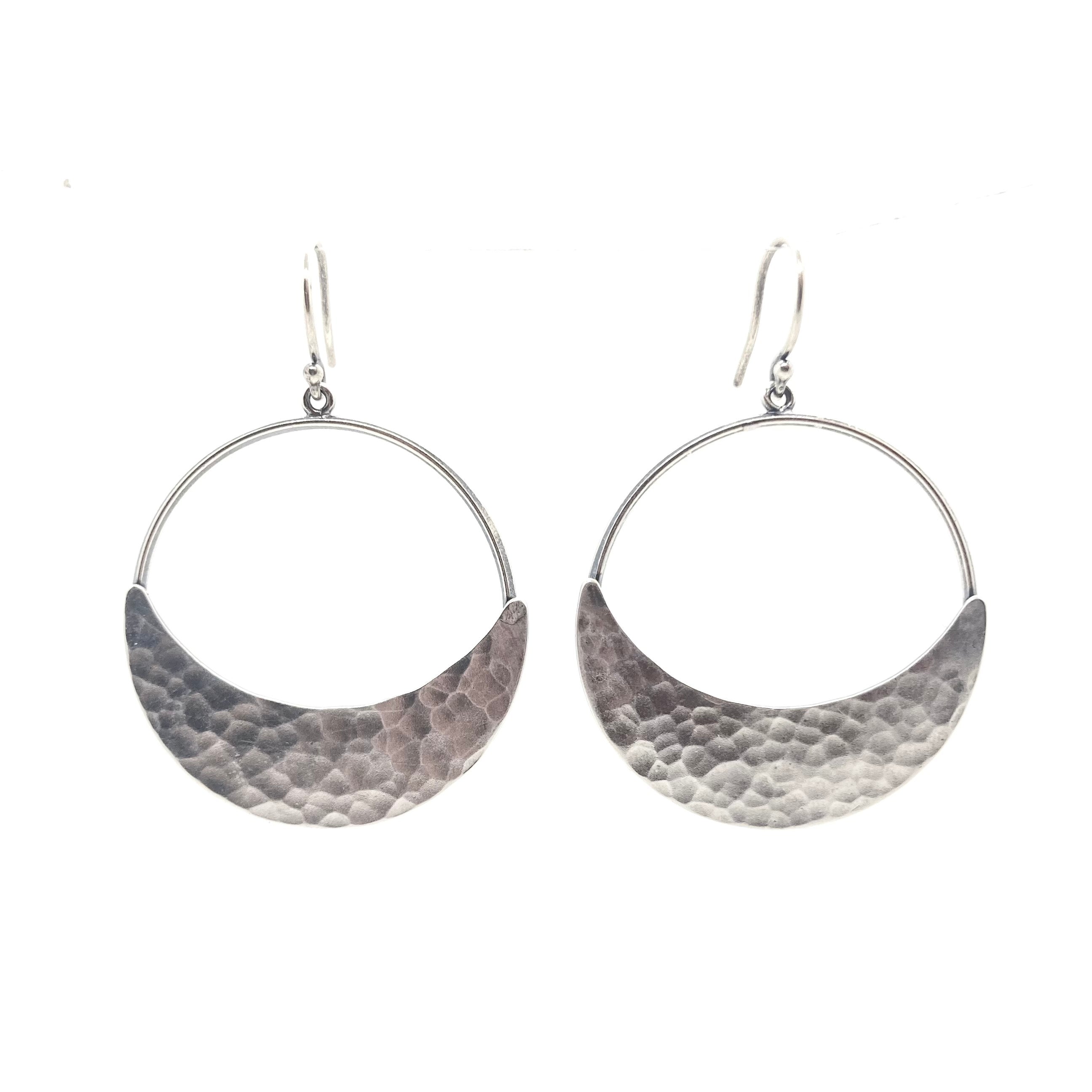 Alison Morse Crescent Moon Hoop Earrings in Sterling Silver | Moon Phase Earrings