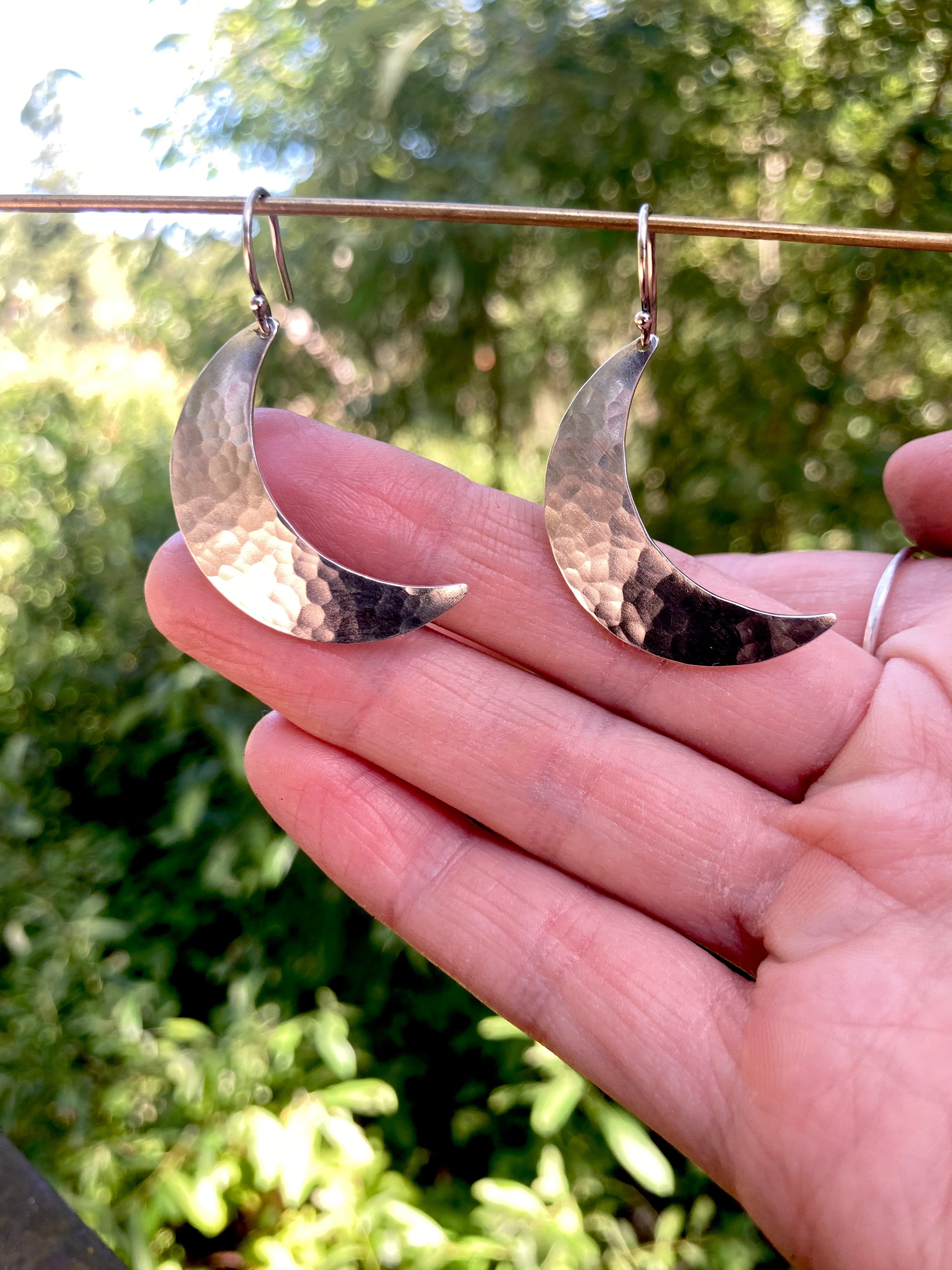 Alison Morse Crescent Moon Earrings in Sterling Silver | Moon Phase Earrings