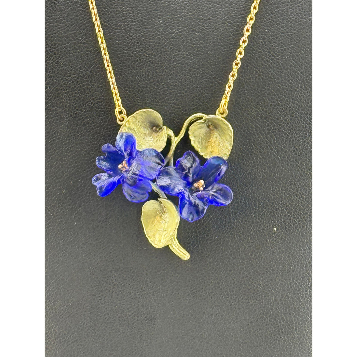 Michael Michaud Wild Violet Double Flower Pendant Necklace