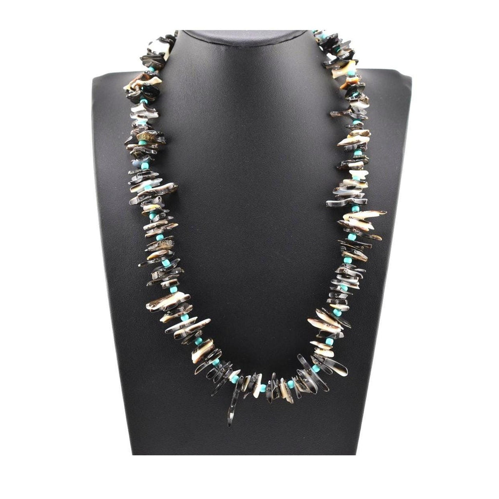 Mary W Roanhorse, Navajo Black Lip Oyster Shell, Beaded Necklace