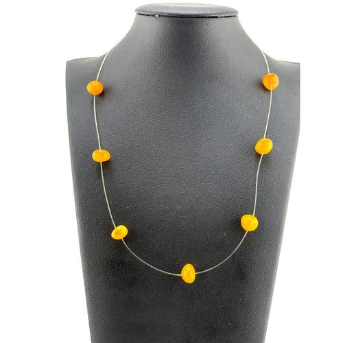 Bright Yellow Agate Stone Beaded Necklace