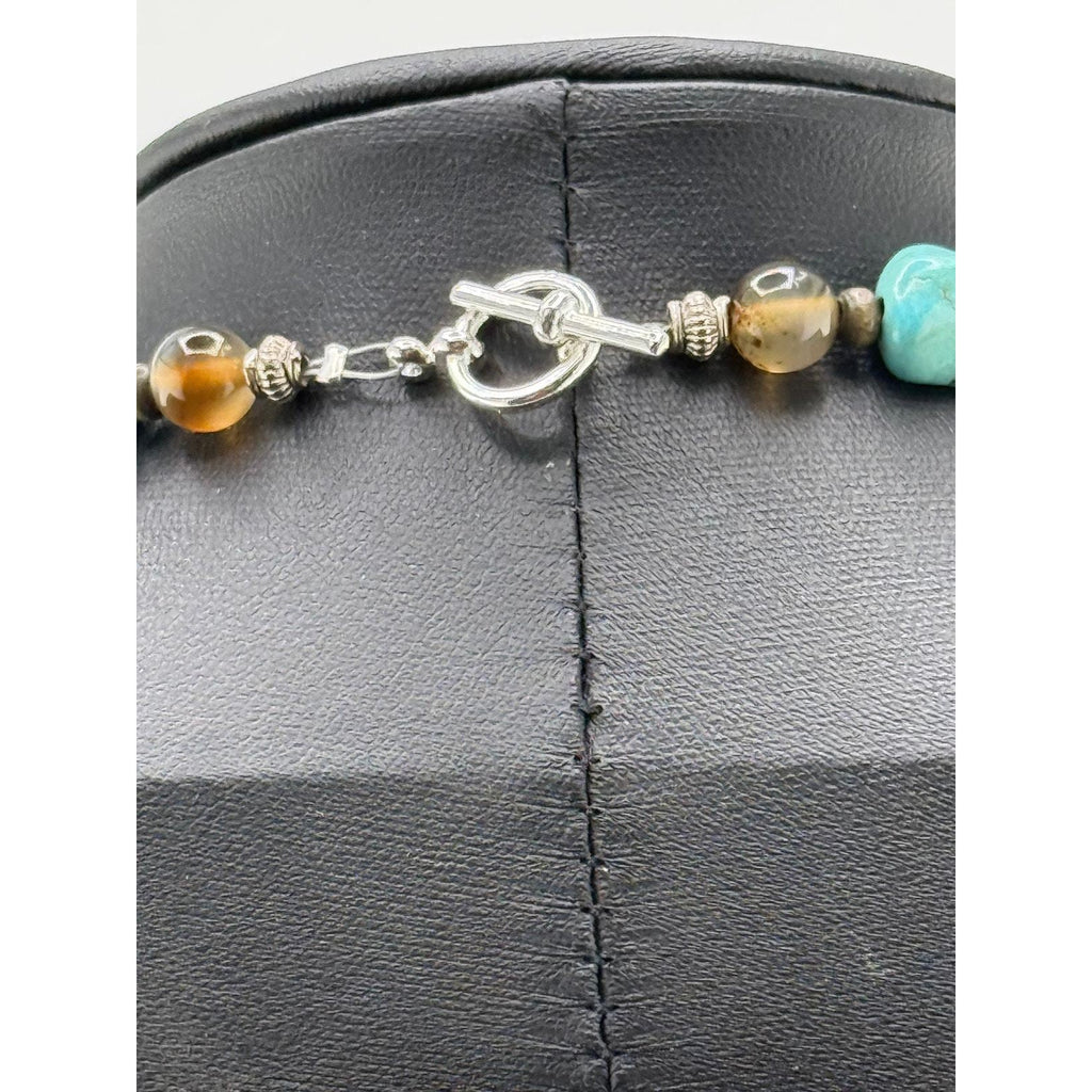 Native American Turquoise Magnesite Necklace Color Infused Seashells