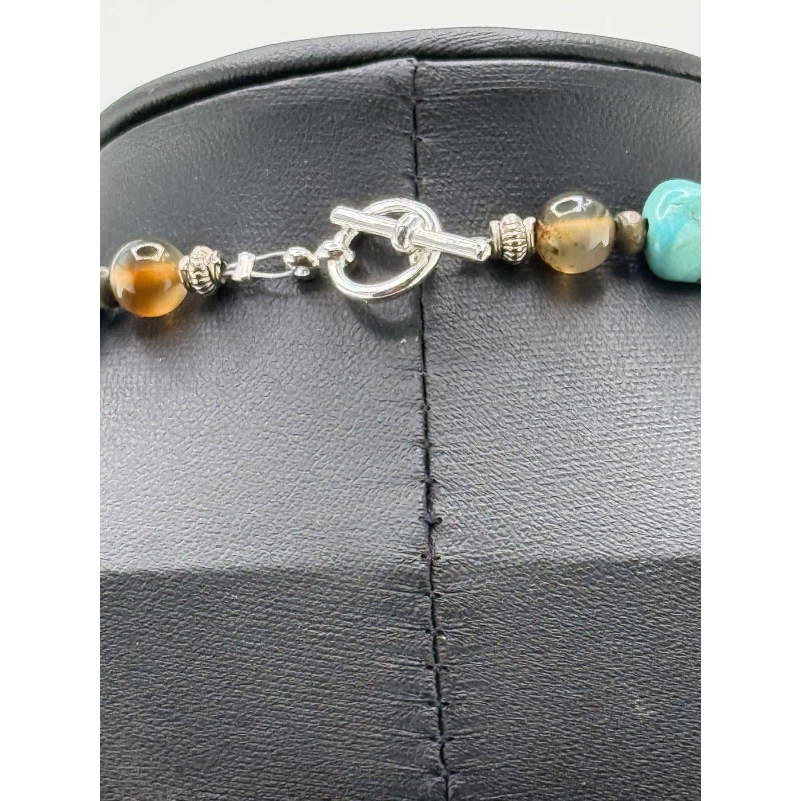 Native American Turquoise Magnesite Necklace Color Infused Seashells