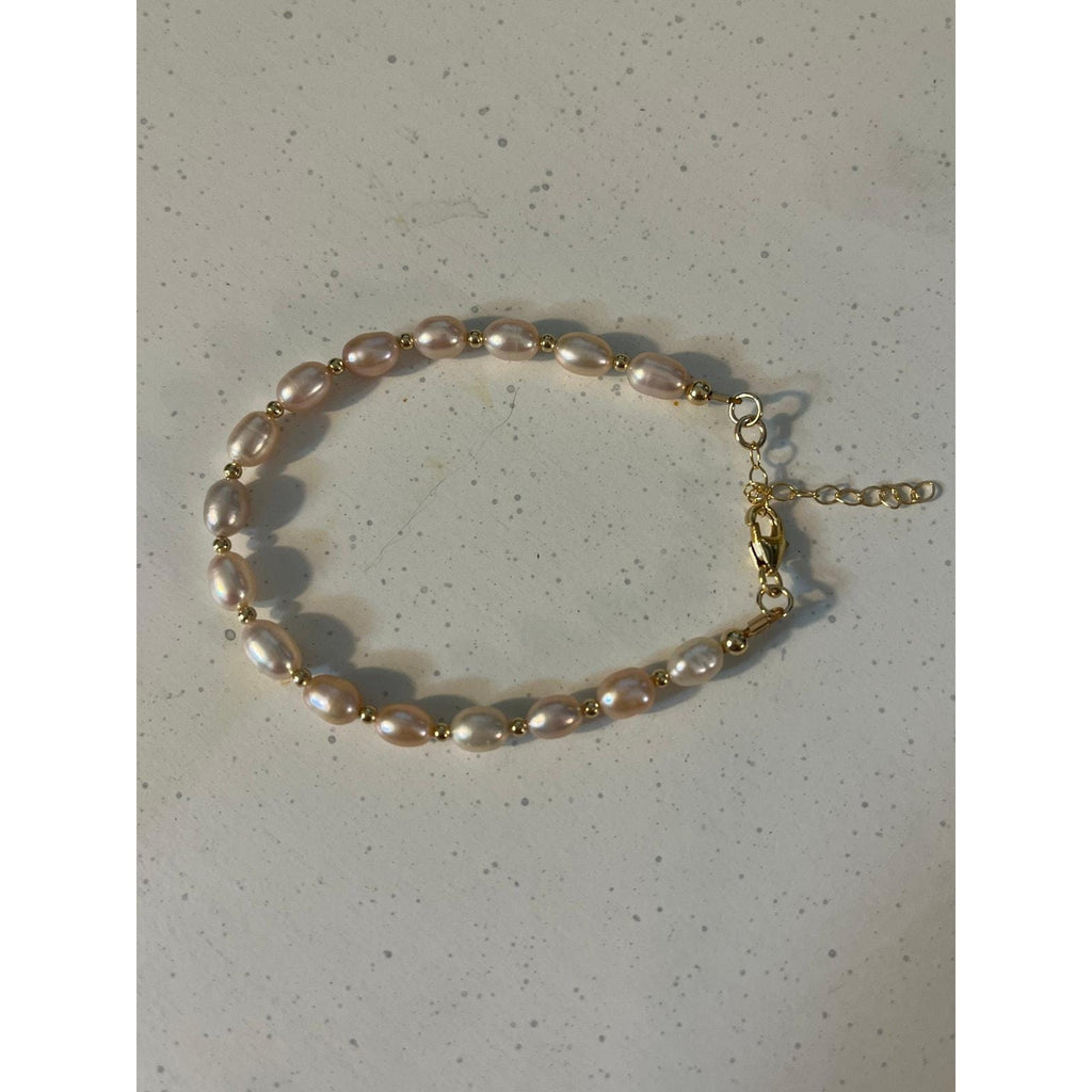 Pink Freshwater Pearl 14k Gold Filled Beaded Bracelet
