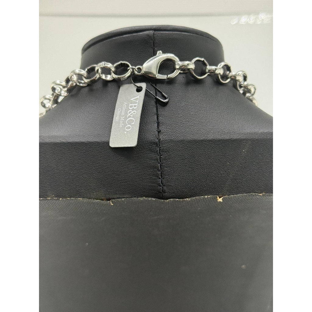 VB&Co Chunky Matte Silver Rolo Layering Necklace