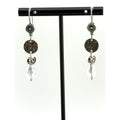 Silpada Sterling Silver Hammered Disk Crystal Drop Earrings