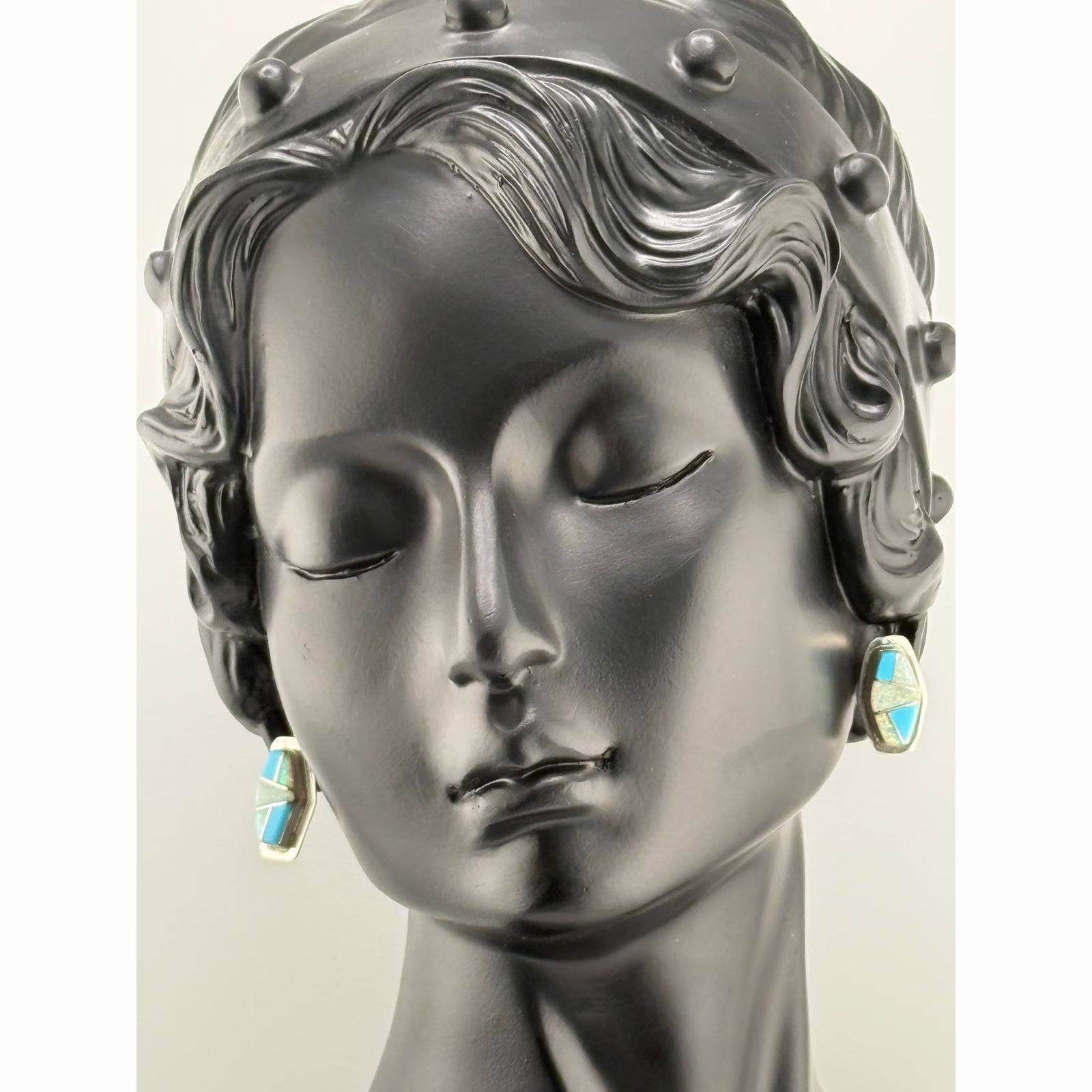 Navajo Jessica Claw JC Sterling Silver Turquoise Stud Earrings