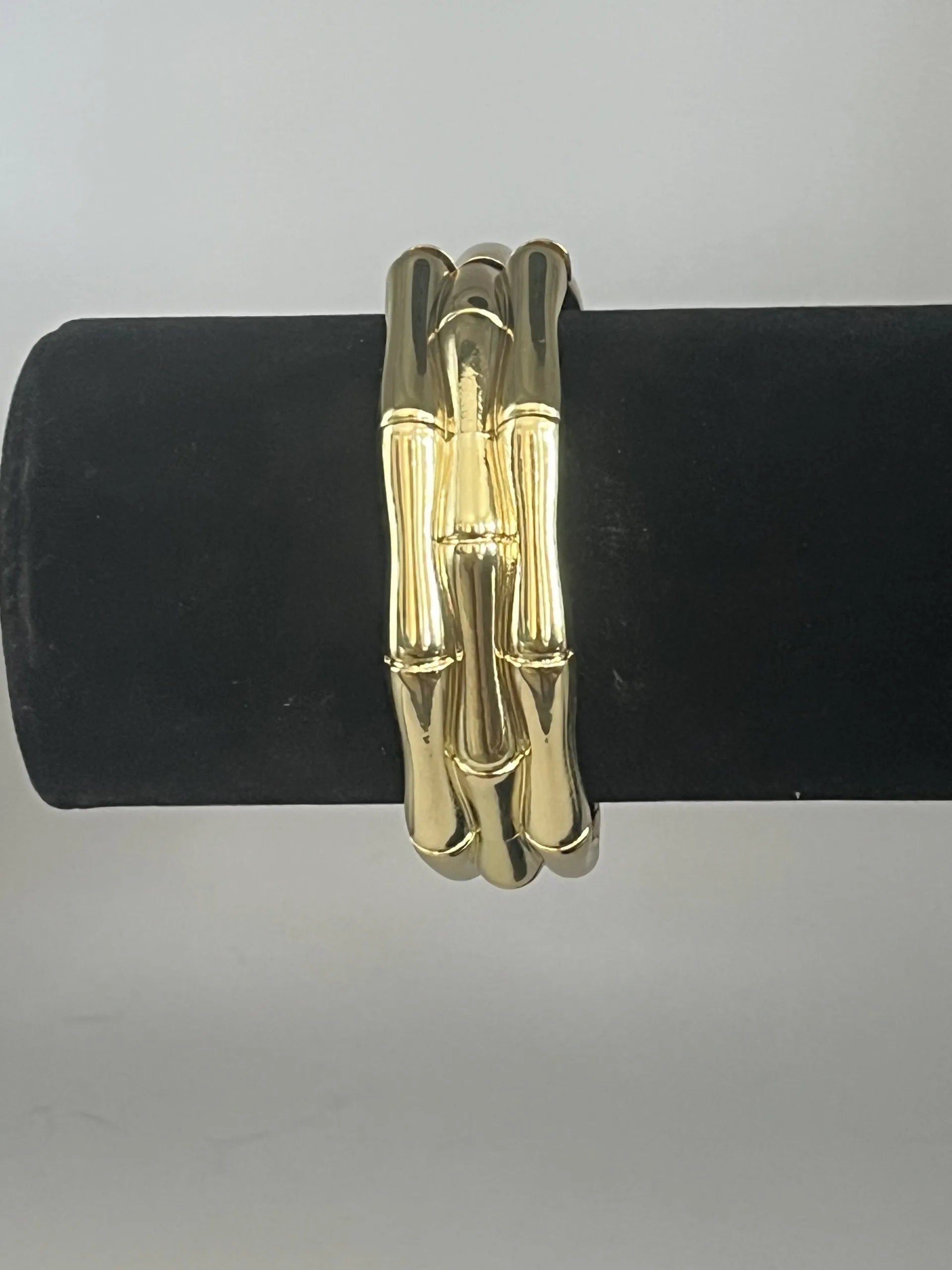 Fornash Signed Gold-toned Hinged Bamboo Bracelet