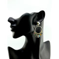 Vintage Italy 925 Sterling Silver Glass Stones Hoop Post Earrings