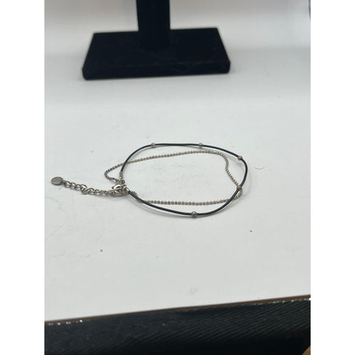 925 Sterling Silver Ball and Leather 'Double the Fun' Bracelet