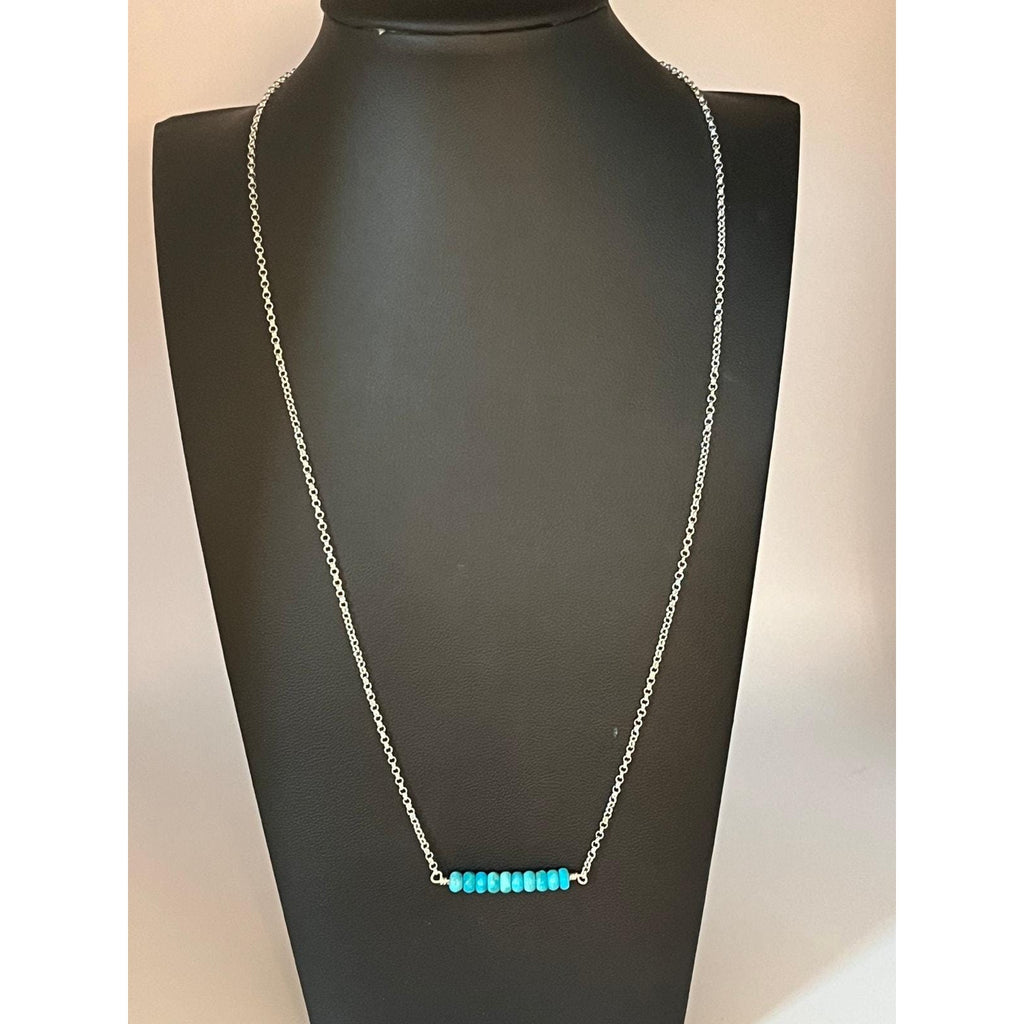 Southwestern Sterling Silver Twilight River Turquoise Pendant Necklace