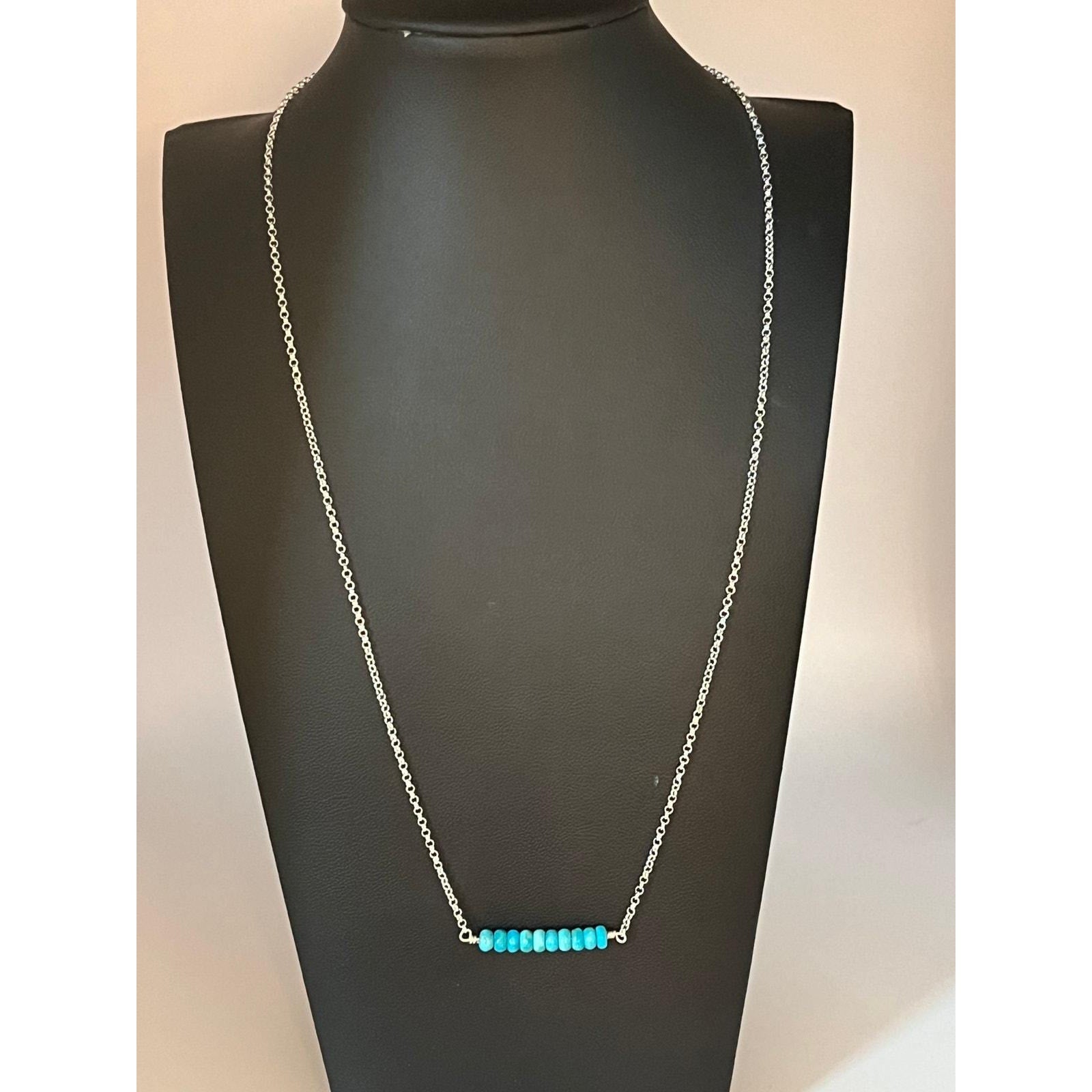 Southwestern Sterling Silver Twilight River Turquoise Pendant Necklace