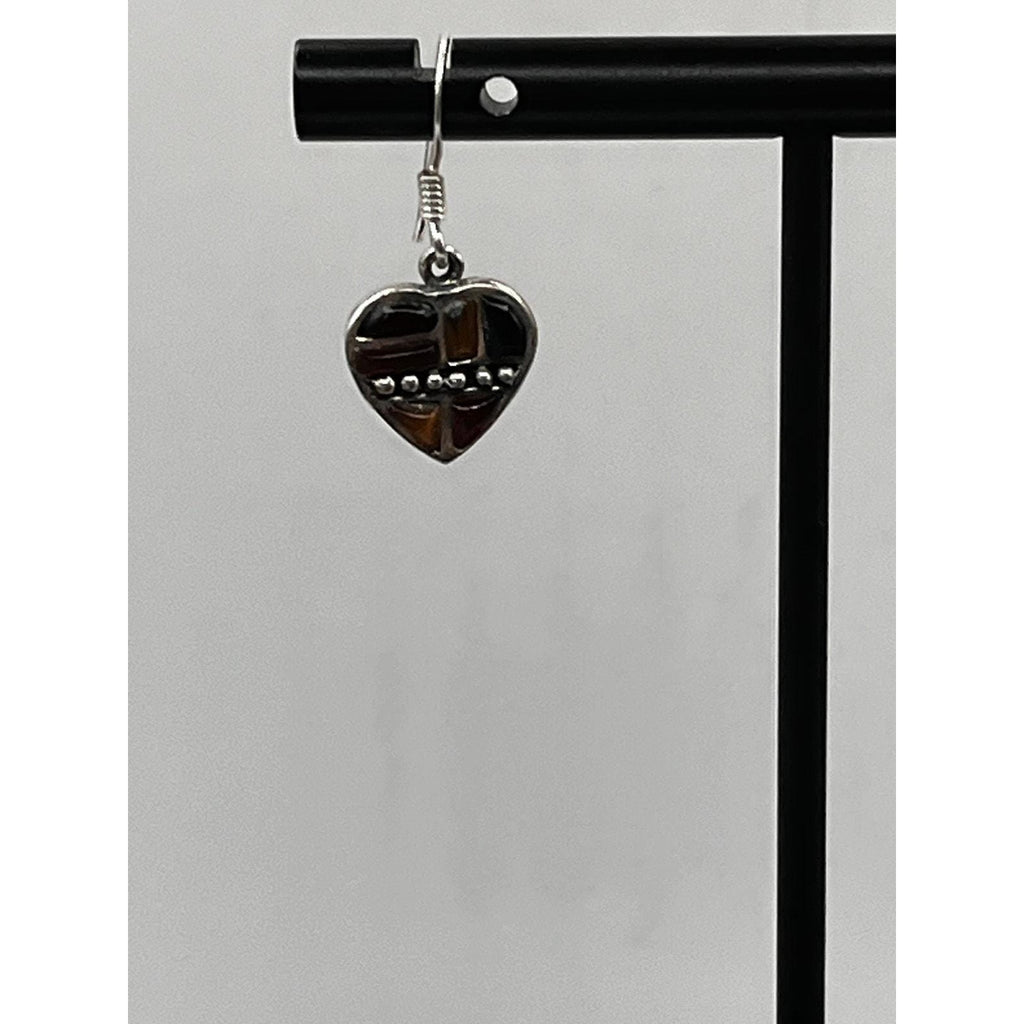 Vintage 925 Sterling Silver Gemstone Heart Earrings