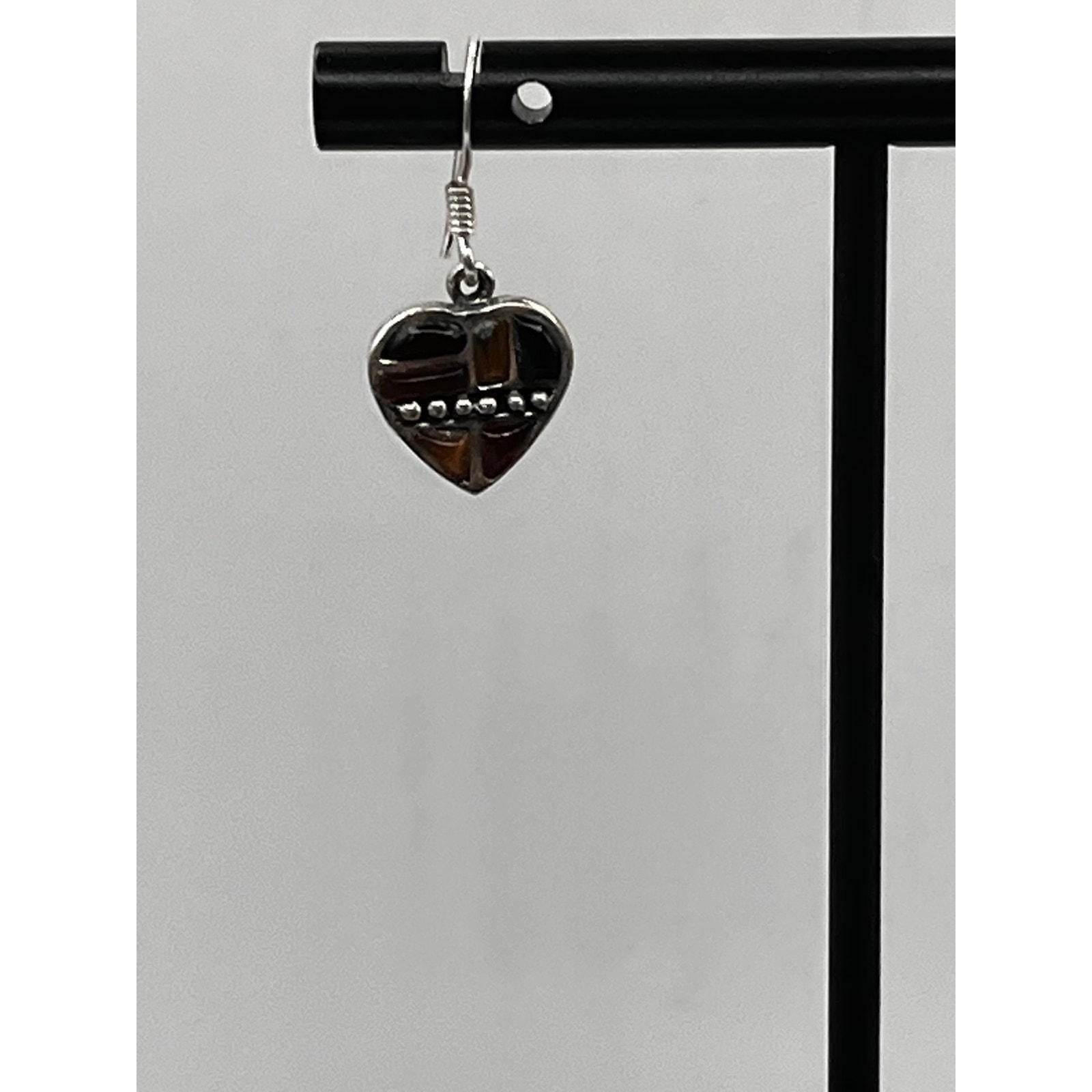 Vintage 925 Sterling Silver Gemstone Heart Earrings