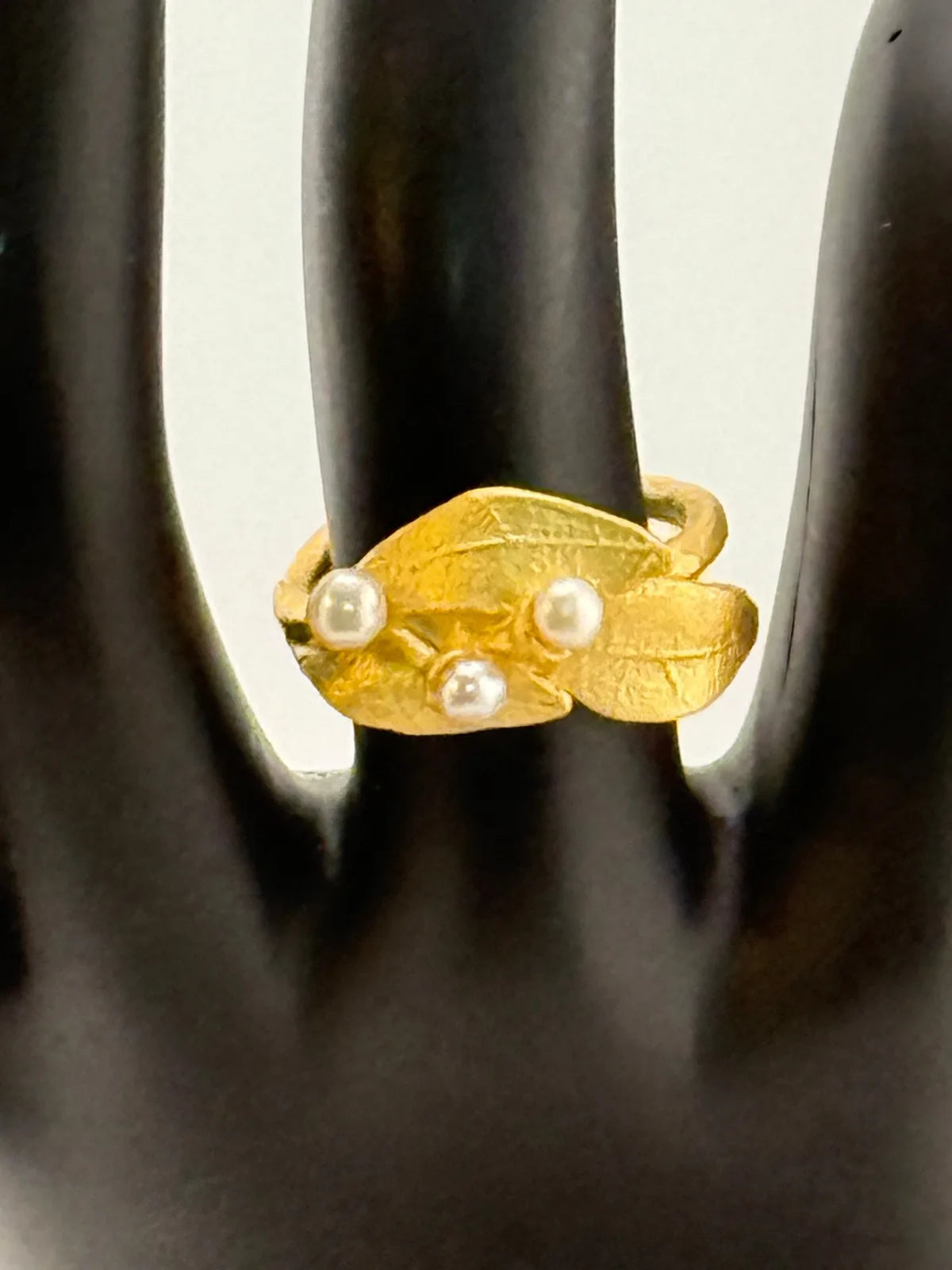 Michael Michaud Laurel and Pearls Adjustable Ring