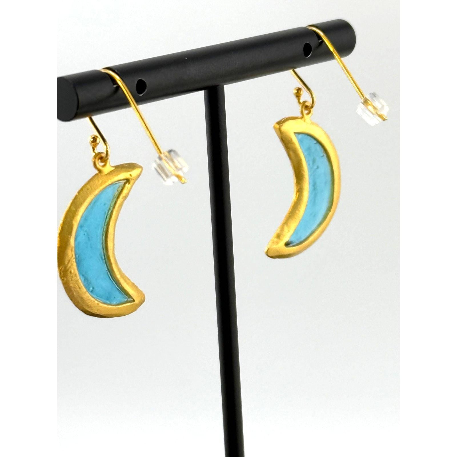 Michael Vincent Michaud 18K Gold Plated Moon Wire Earrings