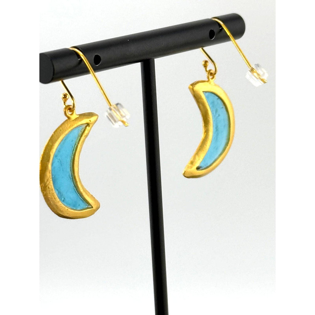 Michael Vincent Michaud 18K Gold Plated Moon Wire Earrings