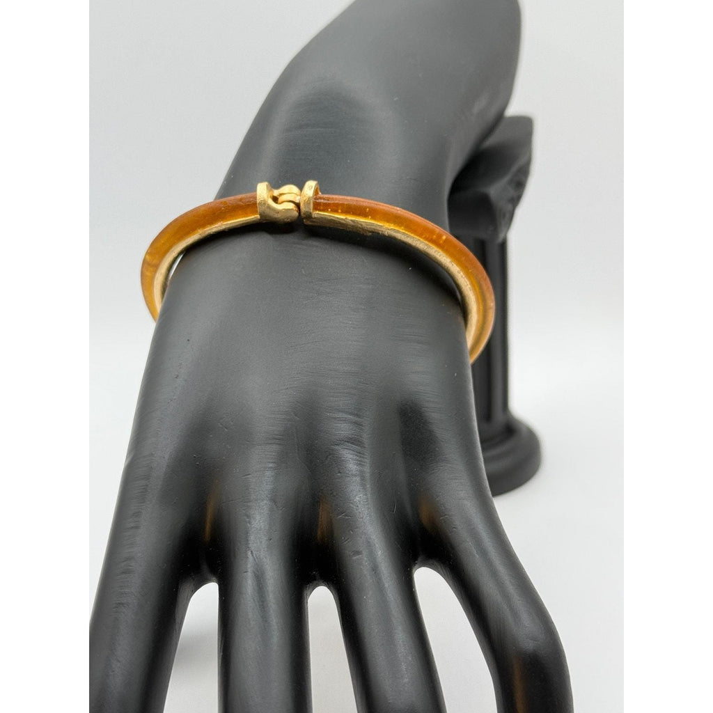 Michael Vincent Michaud 18K Gold Plated Amber Bangle Bracelet