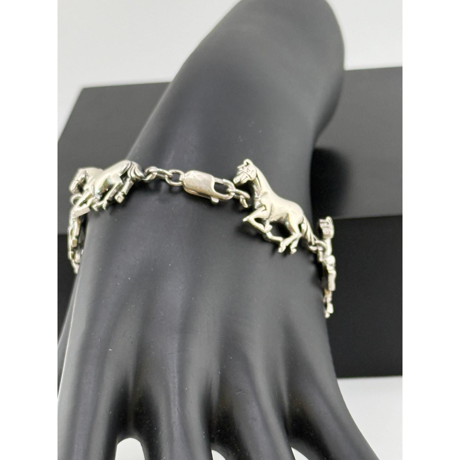 High Quality Sterling Silver Detailed Horse Bracelet