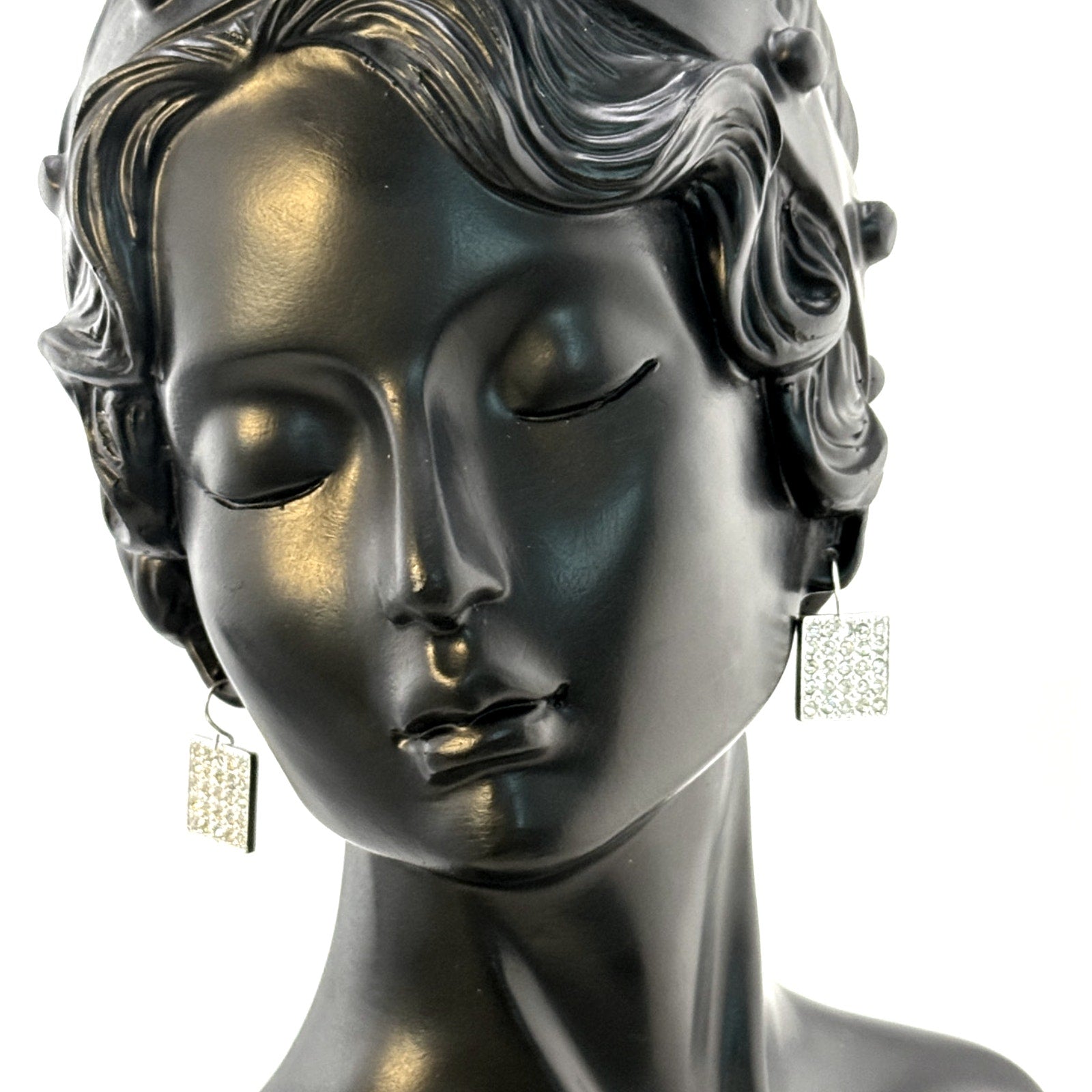 Karine Sultan Silver Square Pave Dangle Earrings