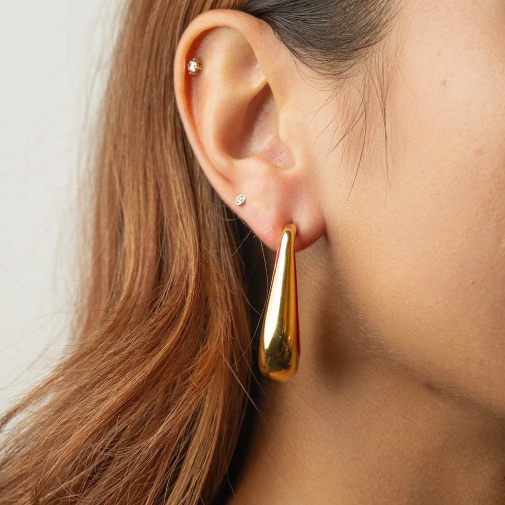 Gold & Honey Drop Hoop Earrings