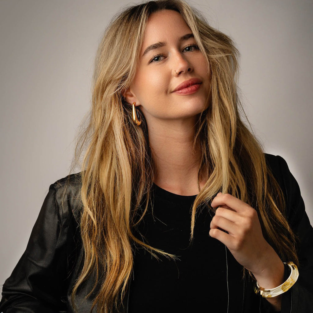 Gold & Honey Drop Hoop Earrings